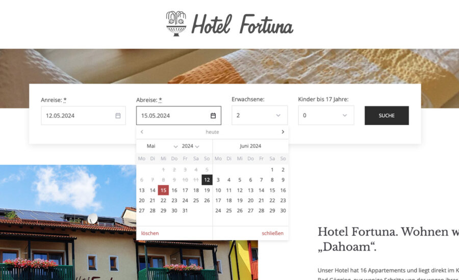 Kundenprojekt Hotel Fortuna Website