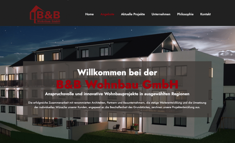 Screenshot Website BundB Wohnbau GmbH